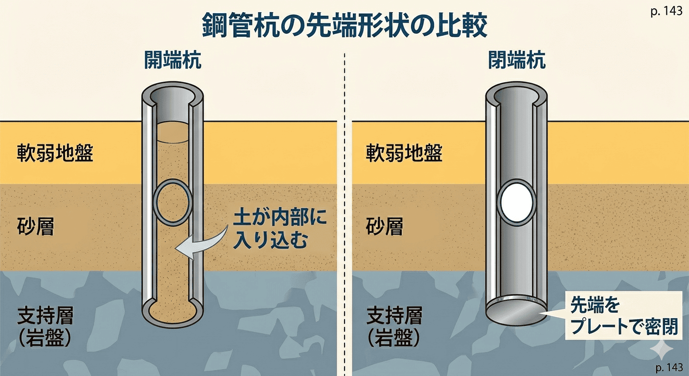 開端杭と閉端杭の違い