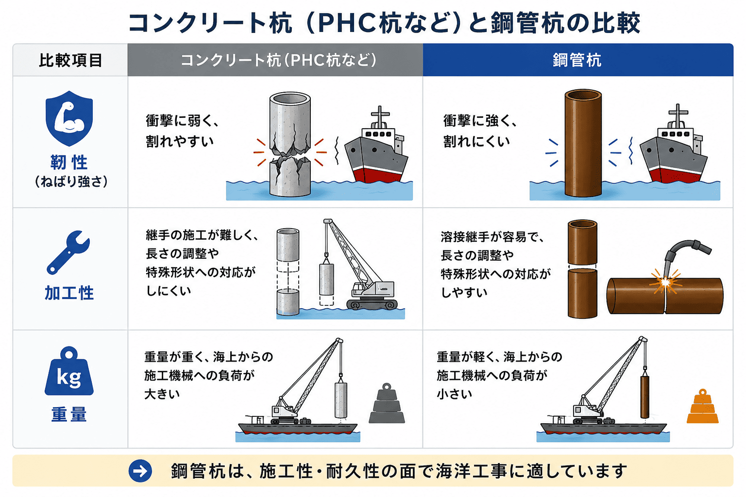 コンクリート杭との比較